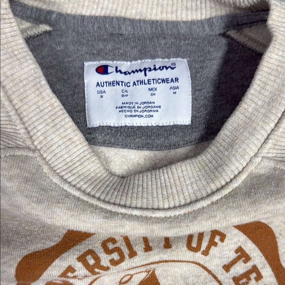 Champion University of Texas Cream Crewneck Sweater with Rustic Texas Emblem - Picture 2 of 4